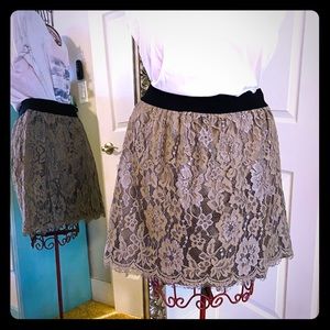 Lace and silk skirt